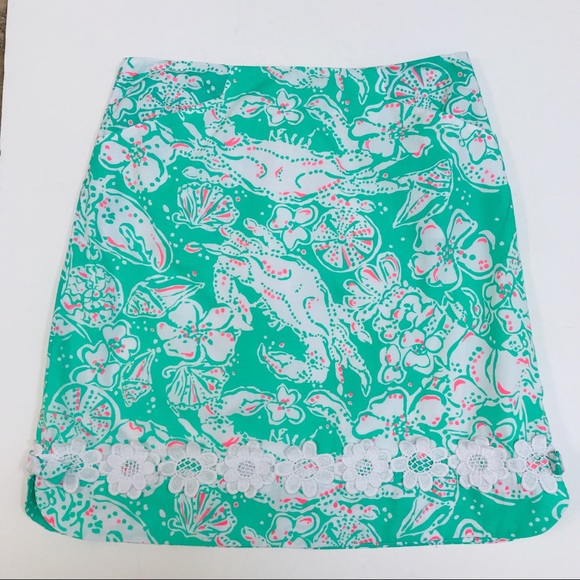Lilly Pulitzer Vintage Lace Skirt Beach Bash Green - Picture 1 of 8